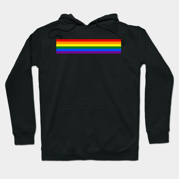 Gay Pride Flag Horizontal Stripe on Black Hoodie by VernenInk